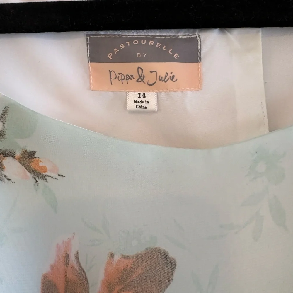 Pippa & Julie Floral Kids Dress - Blue and Pink Girls Size 14 - Picture 5 of 9